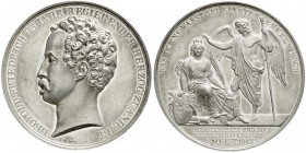 Anhalt-Dessau
Leopold Friedrich, 1817-1871
Silbermedaille 1842 von König. Auf sein 25jähriges Regierungsjubiläum. Kopf nach links/Sitzende Stadtgött...