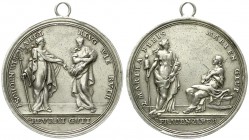 Augsburg-Stadt
Silbermedaille o.J.(um 1700), ohne Signatur (von P.H. Müller). SCHOEN WIE RAHEL KLVG WIE RVTH / MARTHA FLEIS. MARIEN GLVT. 38 mm; 14,6...