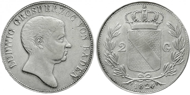 Baden-Durlach
Ludwig, 1818-1830
Doppelgulden 1824. sehr schön/vorzüglich, kl. ...