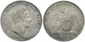 Baden-Durlach
Leopold, 1830-1852
Ausbeute-Kronentaler 1836. Adler mit Schild, darauf gekreuzte Schlegel und Hammer.
vorzüglich/Stempelglanz, feine ...