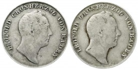 Baden-Durlach
Leopold, 1830-1852
2 X 1/2 Gulden: 1838 und 1839. beide fast sehr schön (1839 kl. Schrötlingsfehler am Rand)