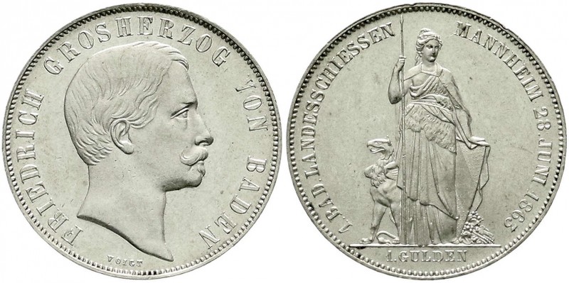 Baden-Durlach
Friedrich I., 1852-1907
Gulden 1863. Erstes Badisches Landesschi...