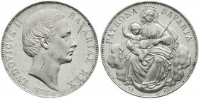 Bayern
Ludwig II., 1864-1886
Madonnentaler 1867. vorzüglich/Stempelglanz, min. Randfehler