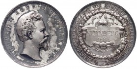 Bayern
Ludwig II., 1864-1886
Silbermedaille 1885 von Börsch. Prämie der internat. Ausst. v. Arbeiten aus edlen Metallen in Nürnberg. 38 mm; 22,44 g....