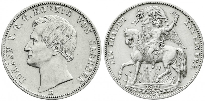 Sachsen-Albertinische Linie
Johann, 1854-1873
Siegestaler 1871 B. gutes vorzüg...