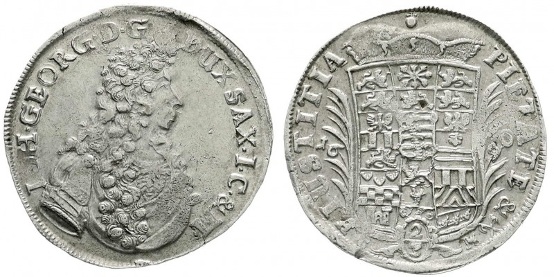 Sachsen-Eisenach
Johann Georg II., 1686-1698
2/3 Taler 1690, Eisenach. Umschri...