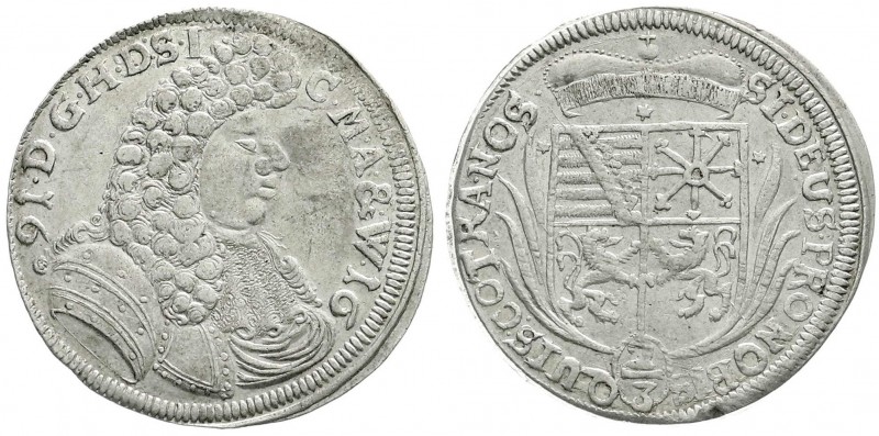 Sachsen-Römhild
Heinrich, 1680-1710
2/3 Taler 1691. Zeichnungs- und Interpunkt...