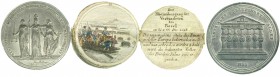 Württemberg
Friedrich I., 1806-1816
Zinn-Steckmedaille 1813 von Stettner. Sieg der Alliierten über Napoleon. 51 mm. Mit 13 zusammenhängenden Einlage...