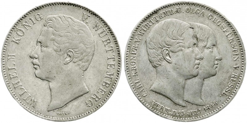 Württemberg
Wilhelm I., 1816-1864
Doppeltaler 1846. Zur Hochzeit von Carl und ...