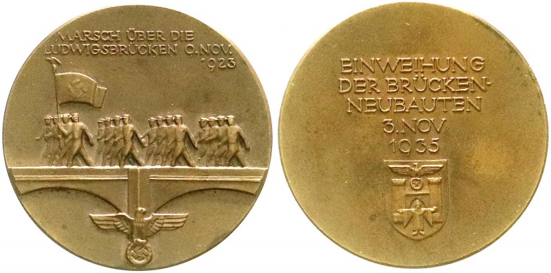 Drittes Reich
Bronzemedaille 1935. Brückenneubauten in München/Marsch über die ...