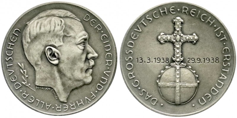 Drittes Reich
Silbermedaille 1938 v. Hanisch-Concee. Annektion Österreichs und ...