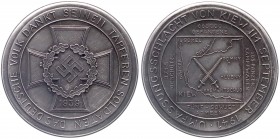 Drittes Reich
Stahlmedaille 1941 auf die Umfassungsschlacht von Kiew. Motiv wie die nahezu gleiche Porzellanmedaille, jedoch haben die Schwerter nich...
