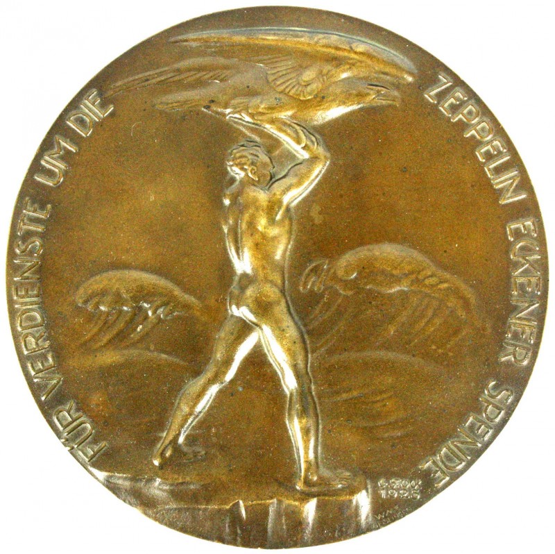 Luftfahrt und Raumfahrt
Einseitige, aufhängbare hohle Bronzegußmedaille 1925, v...