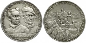 Münchner Medailleure
Karl Goetz
Silbermedaille o.J. König Ludwig II. und Richard Wagner. 36 mm; 19,37 g.
vorzüglich/Stempelglanz, mattiert, in Silb...