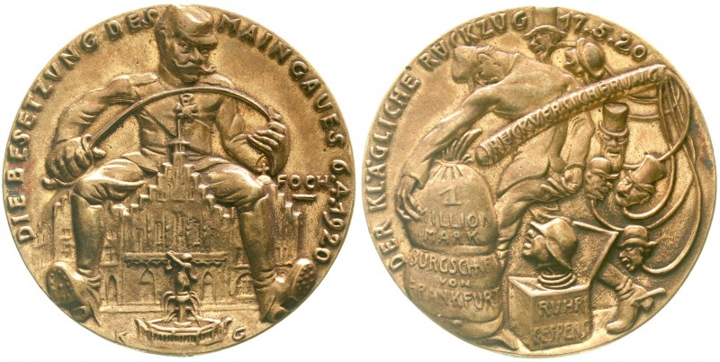 Münchner Medailleure
Karl Goetz
Bronzegußmedaille 1920 Besetzung des Maingaues...