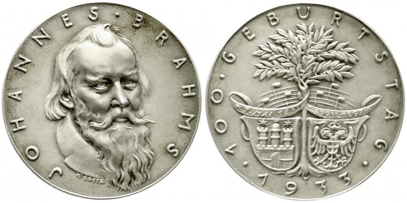 Münchner Medailleure
Karl Goetz
Silbermedaille 1933. Johannes Brahms zum 100. ...