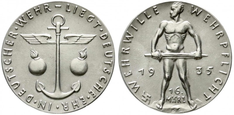 Münchner Medailleure
Karl Goetz
Silbermedaille 1935. Wehrwille/Wehrpflicht-Ein...