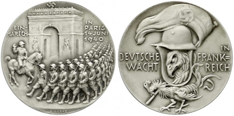 Münchner Medailleure
Karl Goetz
Silbermedaille 1940. Einmarsch in Paris. 36 mm...