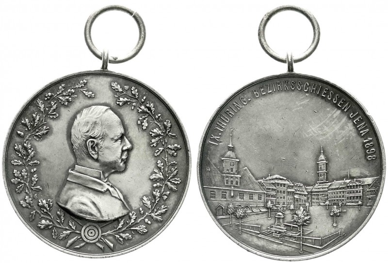 Schützenmedaillen
Jena
Tragbare Silbermedaille 1898 a.d. IX. Thüringer Bezirks...