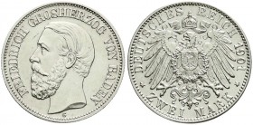 Baden
Friedrich I., 1856-1907
2 Mark 1901 G. vorzüglich/Stempelglanz, kl. Kratzer