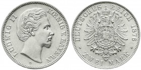 Bayern
Ludwig II., 1864-1886
2 Mark 1876 D. fast Stempelglanz