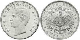 Bayern
Otto, 1886-1913
2 Mark 1891 D prägefrisch aus Erstabschlag