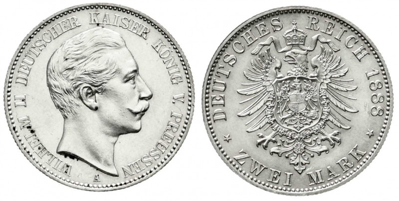 Preußen
Wilhelm II., 1888-1918
2 Mark 1888 A. fast Stempelglanz, Prachtexempla...