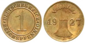 Kursmünzen
1 Reichspfennig, Kupfer 1924-1936
1927 F. Polierte Platte, sehr selten