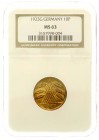 Kursmünzen
10 Rentenpfennig, messingfarben 1923-1925
1923 G. Im NGC-Blister mit Grading MS 63 (das am besten gegradete Ex., Top Pop) .
fast Stempel...