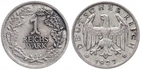 Kursmünzen
1 Reichsmark, Silber 1925-1927
1927 J. sehr schön