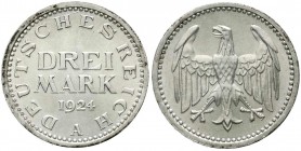 Kursmünzen
3 Mark, Silber 1924-1925
1924 A. fast Stempelglanz