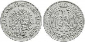 Kursmünzen
5 Reichsmark Eichbaum Silber 1927-1933
1927 D. gutes vorzüglich