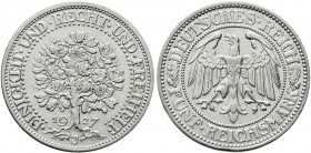 Kursmünzen
5 Reichsmark Eichbaum Silber 1927-1933
1927 J. sehr schön/vorzüglich, winz. Randfehler