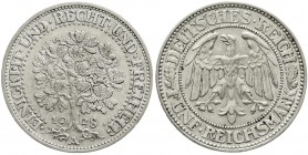 Kursmünzen
5 Reichsmark Eichbaum Silber 1927-1933
1928 A. gutes vorzüglich, kl. Kratzer