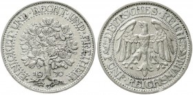 Kursmünzen
5 Reichsmark Eichbaum Silber 1927-1933
1930 G. fast vorzüglich, sehr selten