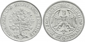 Kursmünzen
5 Reichsmark Eichbaum Silber 1927-1933
1931 G. sehr schön/vorzüglich