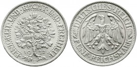 Kursmünzen
5 Reichsmark Eichbaum Silber 1927-1933
1932 F. prägefrisch/fast Stempelglanz