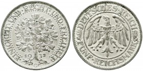 Kursmünzen
5 Reichsmark Eichbaum Silber 1927-1933
1932 G. vorzüglich, etwas gereinigt