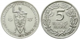 Gedenkmünzen
5 Reichsmark Rheinlande
1925 F. gutes vorzüglich