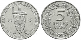 Gedenkmünzen
5 Reichsmark Rheinlande
1925 J. gutes vorzüglich, selten