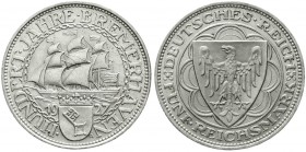 Gedenkmünzen
5 Reichsmark Bremerhaven
1927 A. fast Stempelglanz
