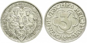 Gedenkmünzen
3 Reichsmark Nordhausen
1927 A. prägefrisch, winz. Kratzer