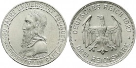 Gedenkmünzen
3 Reichsmark Tübingen
1927 F. fast Stempelglanz, Prachtexemplar