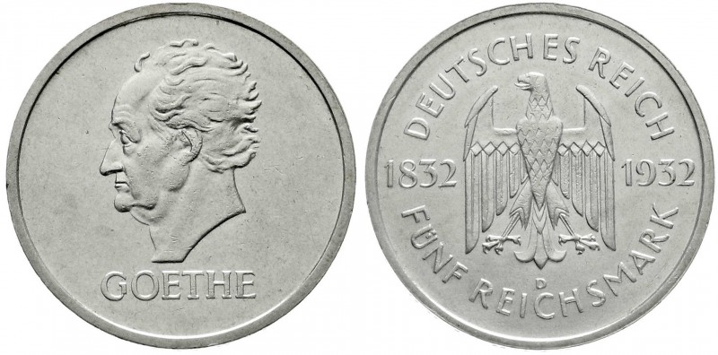 Gedenkmünzen
5 Reichsmark Goethe
1932 D. vorzüglich