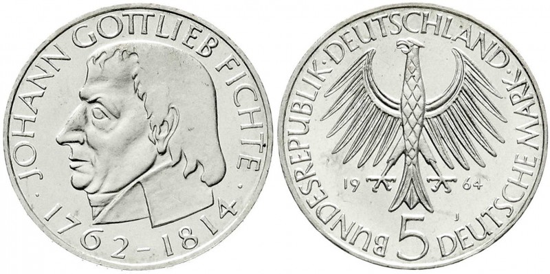 Gedenkmünzen
5 Deutsche Mark, Silber, 1952-1979
Fichte 1964 J. Polierte Platte...