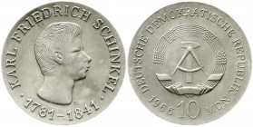 Gedenkmünzen der DDR
10 Mark 1966, Schinkel. Randschrift läuft recht herum.
vorzüglich/Stempelglanz