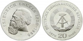 Gedenkmünzen der DDR
20 Mark 1970, Engels. Randschrift läuft rechts herum.
prägefrisch