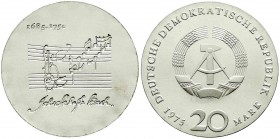 Gedenkmünzen der DDR
20 Mark 1975, Bachprobe mit vertieftem Notenzitat.
prägefrisch