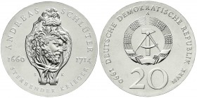 Gedenkmünzen der DDR
20 Mark 1990 A, Schlüter. Randschrift läuft links herum.
Stempelglanz