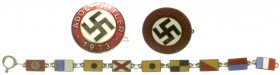 Deutschland
Drittes Reich, 1933-1945
3 Stück: NSDAP-Mitgliedsabzeichen (emaill. Ausführung), Sympathisantenabz. 1933, Sympathisanten-Charivari.
seh...